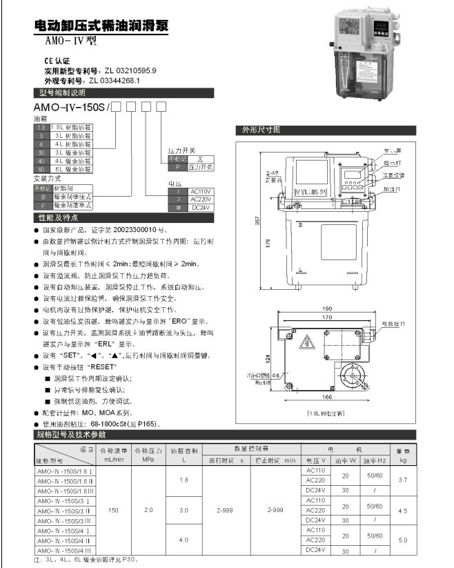 电动卸压稀油润滑泵AMO-IV